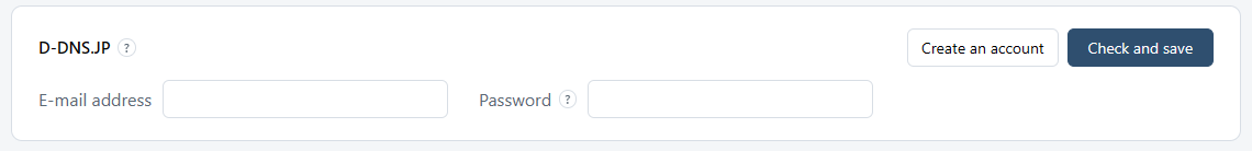 Settings — “D-DNS.JP” in “Connection settings”